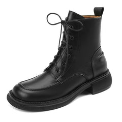 Shoes Big Toe Low Heel Martin British Lace-up Ankle Boots Single-layer Boots