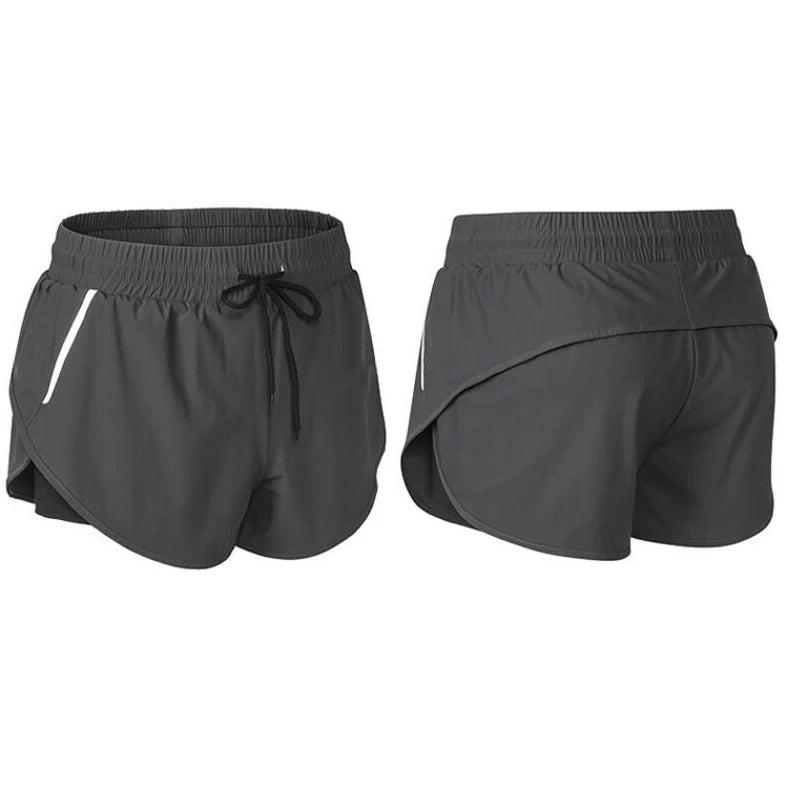 Women Quick Dry Fake 2 in 1 Reflective Running Shorts Girls Double-Deck Gym Yoga Fitness Jogging Workout Short Pants Custom Logo