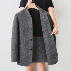 Men's Chinese-style Mandarin-collar Loose Wool Coat
