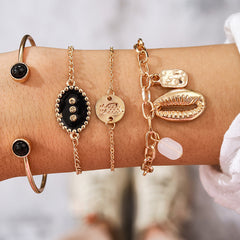 Ethnic Style Rice Bead Daisy Bracelet Set