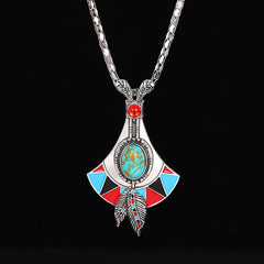 Womens Antique Silver Vintage Bohemian-Style Pendant Necklace