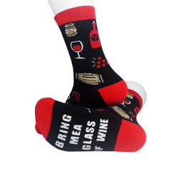 OF WINE printed rubber red and black socks
