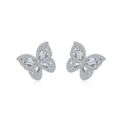 A Luxurious And Fashionable Minimalist Jewelry Earring Set Featuring Top-quality Moissanite Stones, Made Of S925 Silver Electroplated With Platinum.