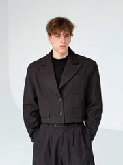 Retro-style Thickened Short Casual Suit With Wide-leg Pants