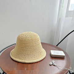 Hollow-out Knitted Bucket Hat For Women