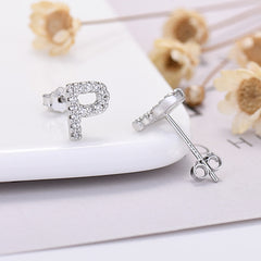 26-letter Zircon Earrings Uppercase Letters