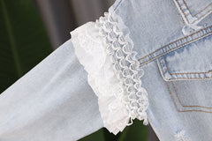 Girls' Denim Jacket With Polo Collar