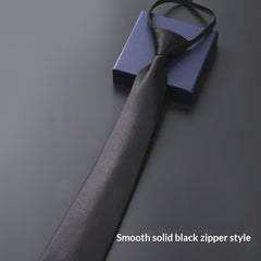 Mens Business Formal Zipper Tie With Blue Stripes