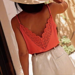 Women's Patchwork V-Neck Low-Cut Camisole
