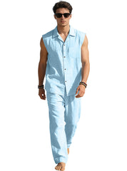Men's Thin Sleeveless Shirt Casual Sports Suit