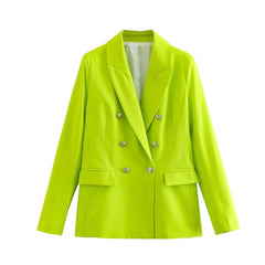 Autumn Women's Double-Breasted Slim-Fit Blazer