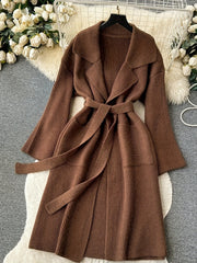 Elegant Minimalist Long-style Fashion Knit Cardigan Coat