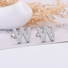 26-letter Zircon Earrings Uppercase Letters