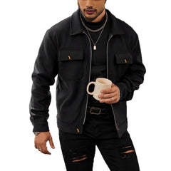 European And American Men's Fashion High-Street Wool Zip-Up Jacket