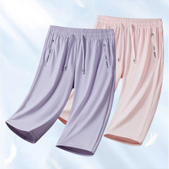 Summer Couple High-Elastic Ice Silk Quick-Drying Pants