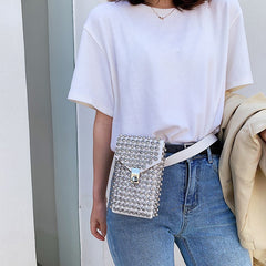 Sac bandoulière ou porté épaule pour femme, style vintage, orné de diamants, mini téléphone