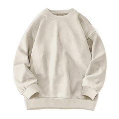 Round-neck Solid-color Suede-fleece Hoodie