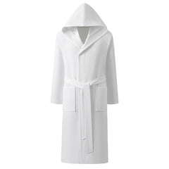 Mens Pure Cotton Hooded Bathrobe