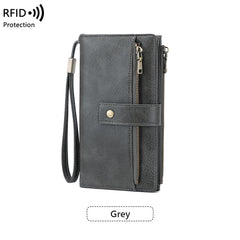 Anti-magnetic Womens Multi-Card Trifold Long Fashion Wallet