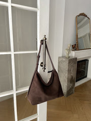 Matte Cowhide Commuter ShoulderCrossbody Tote Bag