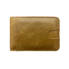 Oil-waxed Leather US Dollar Clip Card Holder