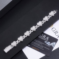 A Luxurious And Fashionable Minimalist Jewelry Bracelet Featuring Top-quality Moissanite, Made Of S925 Silver Electroplated With Platinum.