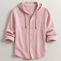 Men's Fashion Hooded Cotton-Linen Casual Long-Sleeve