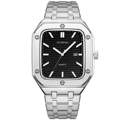 Stilvolle Herrenuhr aus Edelstahl, quadratisch