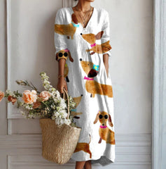 Lady's Linen Long-sleeved Dress