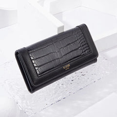 Women'S Wallet Pu Leather Long Fashion Buckle Clutch Bag Id Change Storage Bag Wear-Resistant and Durable