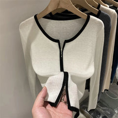 Knitted Sweaters Women Zipper Woman Cardigans Long Sleeve Sweater Knitting Oversized Skinny Coat 2022 Spring