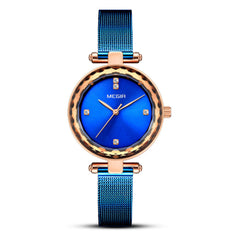 Stylish Cut-mirror Imported Movement Quartz Womens Watch With A Steel Band And Diamond Accents