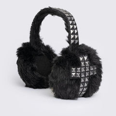 Dark Gothic Rhinestone-Embroidered Earflap Hat With Accessories