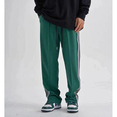 Side Striped Loose Straight Sweater Pants