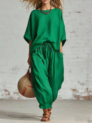 Women's Solid Color Loose Casual Set