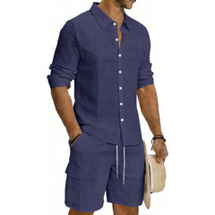 Men's Linen Loose Casual Shirt And Shorts Set