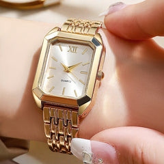The Lady Is Just Wearing A Square Quartz Watch