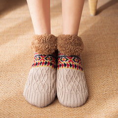 Cozy Fleece Bootie Slipper Socks Non-Slip Indoor Wear For Women And Men