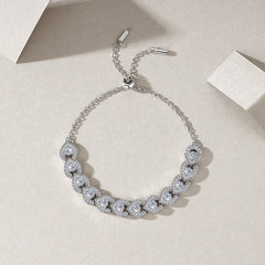 A Luxurious And Fashionable Minimalist Jewelry Bracelet Featuring Top-quality Moissanite, Made Of S925 Silver Electroplated With Platinum.