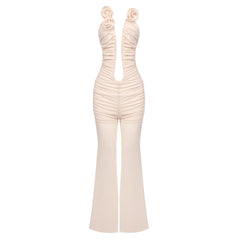 Mesh Jumpsuit Trousers Slim Dress Red For Women