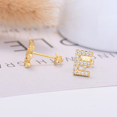 26-letter Zircon Earrings Uppercase Letters