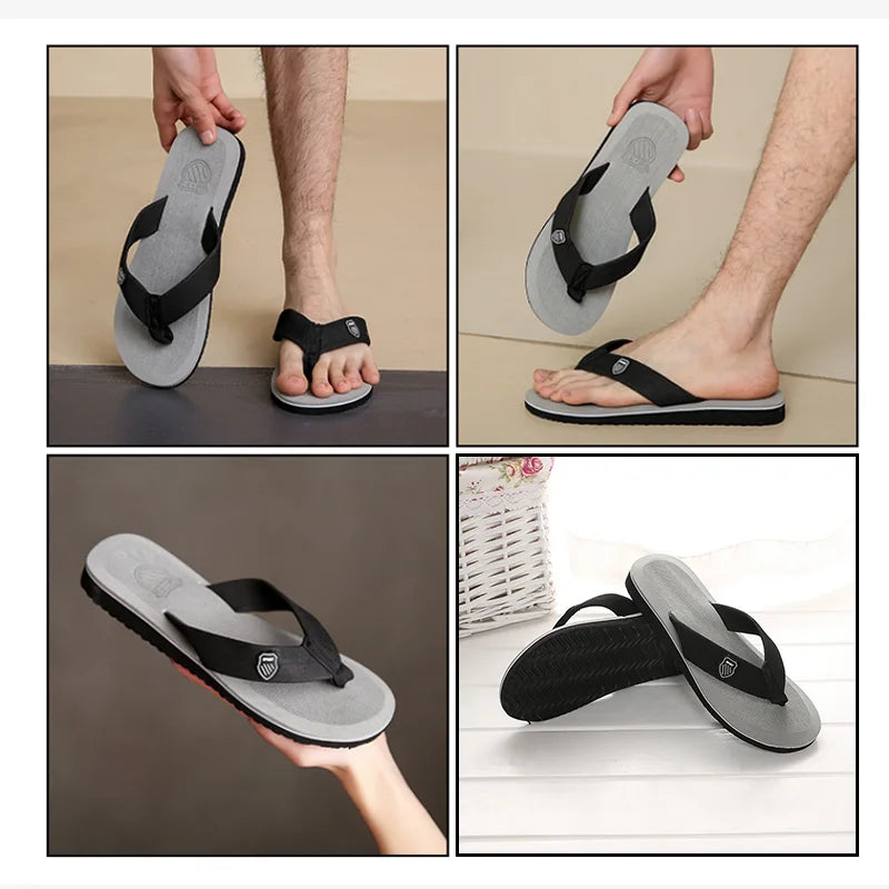 Fashion Slippers for Men Flip Flops Flat Sandals Summer Non-Slip Beach Slides Men Slippers Indoor House Shoes Man Male Slipper