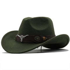 Fashion Woolen Western Denim Top Hat