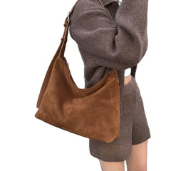 Matte Cowhide Commuter ShoulderCrossbody Tote Bag