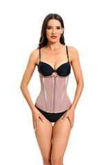 Women's Solid Color Mesh Zipper Breasted Belly Band Tight Corset