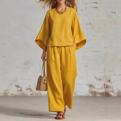 Women's Cotton And Linen Wide-leg Pants Suit