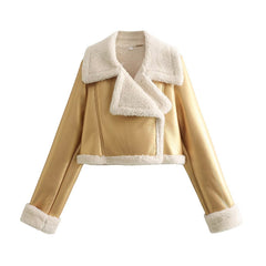 Short Fur Street-style Biker Jacket For Sassy Girls