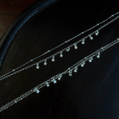 1pc 999 Sterling Silver Double-Layer Star & Bead Anklet, Delicate Luxurious Style, Perfect For Daily Wear & Valentine's Gifts