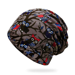 Fashion Men's And Women's Fashion Owl Print Riding Bib Hat Dual-use