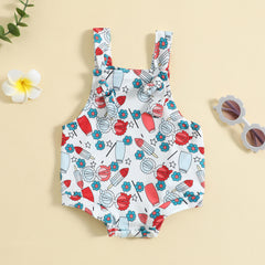 Baby Printed Front Knotted Suspender Pants